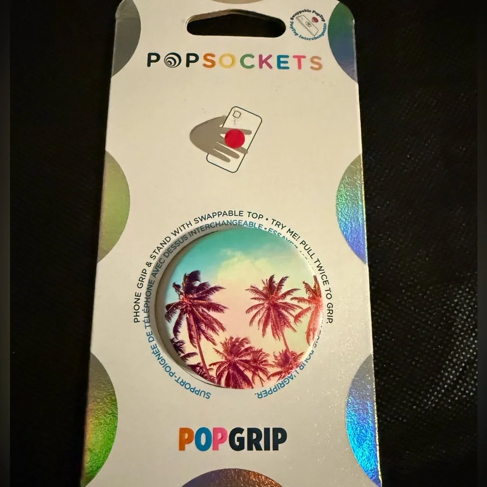 PopSockets Phone Grip Stand PALM TREES or PINEAPPLE POPGRIP Swappable Top New